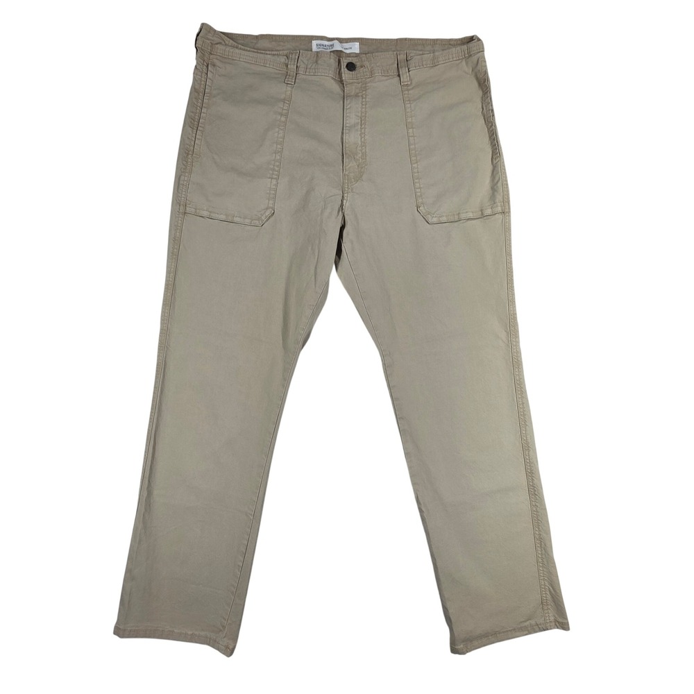 Signature Levi Strauss S67 Athletic Fit Khaki Utility Pants Mens 42x31 Tan A0498